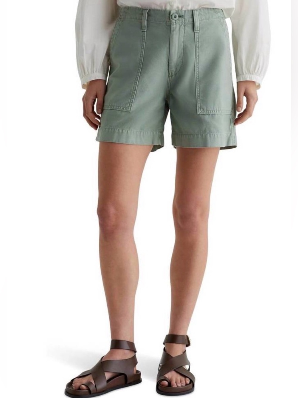 AG Jeans rosa mid rise utility shorts in sulfur matcha latte Size 30